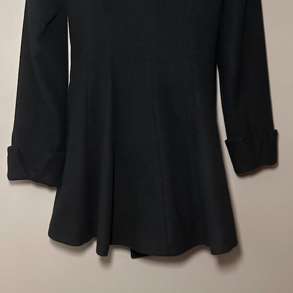 Women's 6 Trina Turk Black Wrap Peacoat with attached Belted Straps - Picture 6 of 15